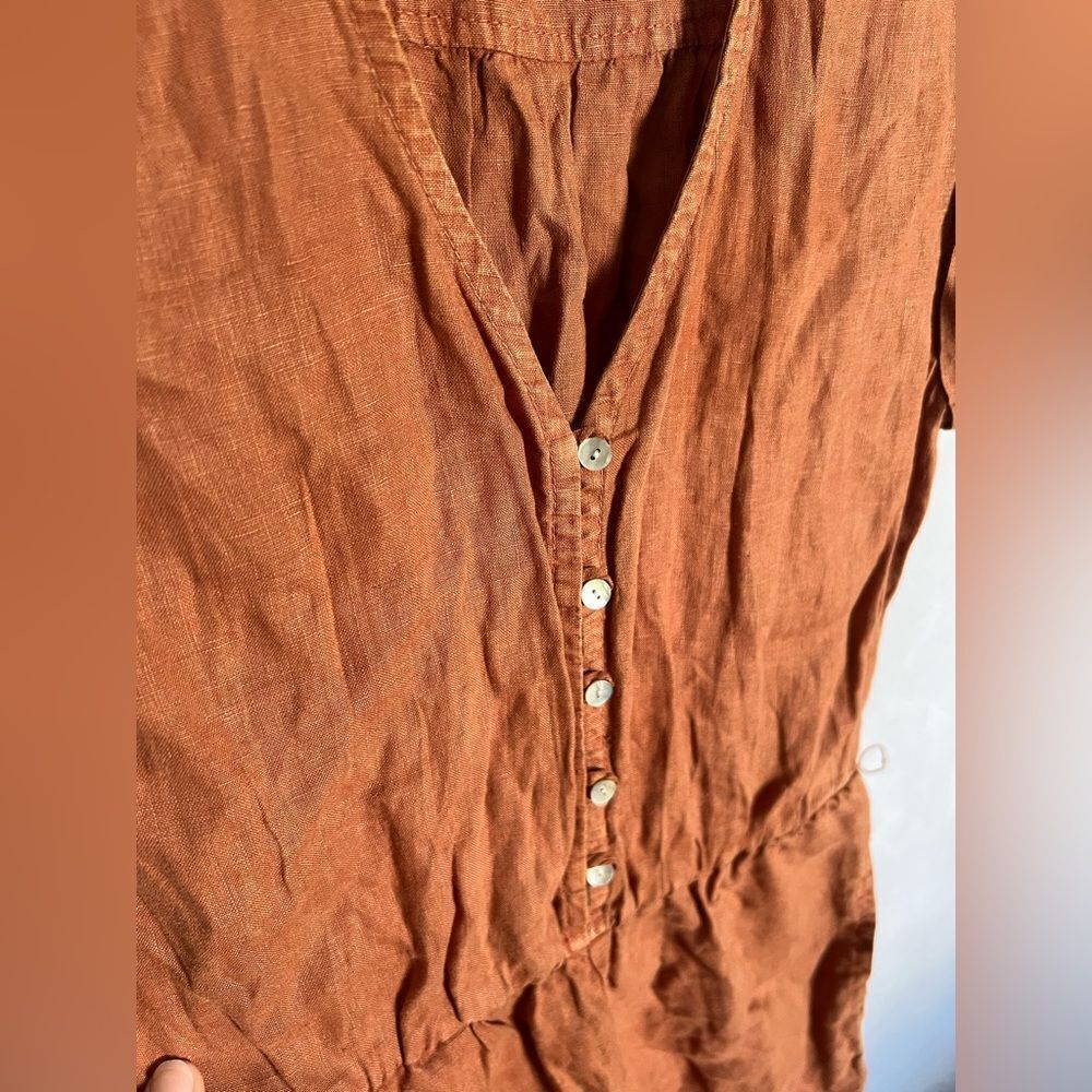 Bella Dahl 100% Linen Cap Sleeve Romper in Rich Sienna size Xs - Picture 3 of 8